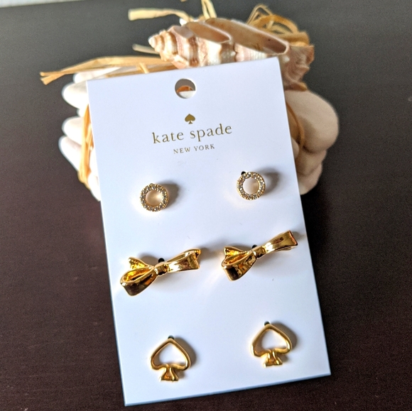 KATE SPADE NY♠️ Three Gold Tone Stud Earrings